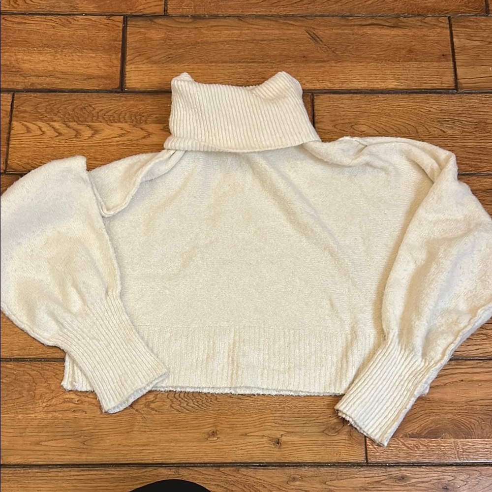 Forever 21 Cream Cowl Neck Sweater with Textured Knit